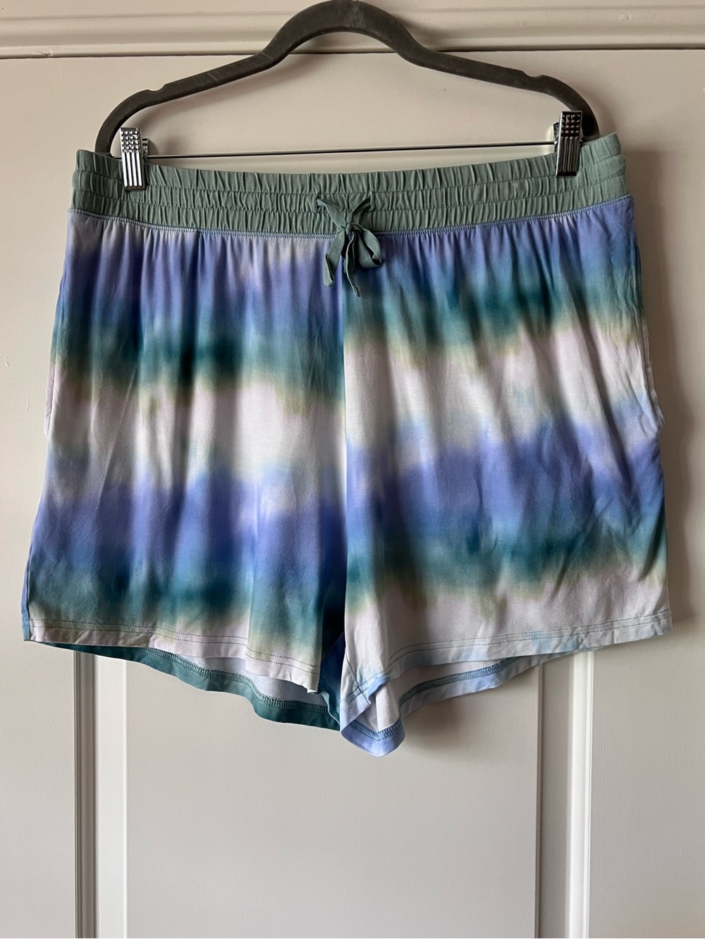 Little Sleepies XL Womens Pajama Shorts pjs Blue Tie Dye Bamboo